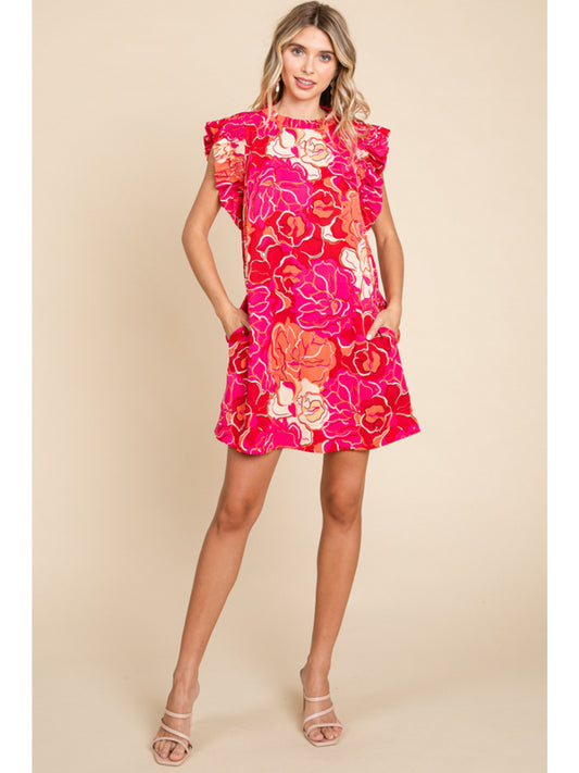 Flower Print Frill Dress