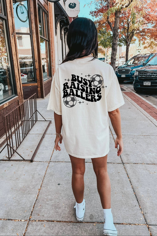 “Busy Raising Ballers” Soccer Tee